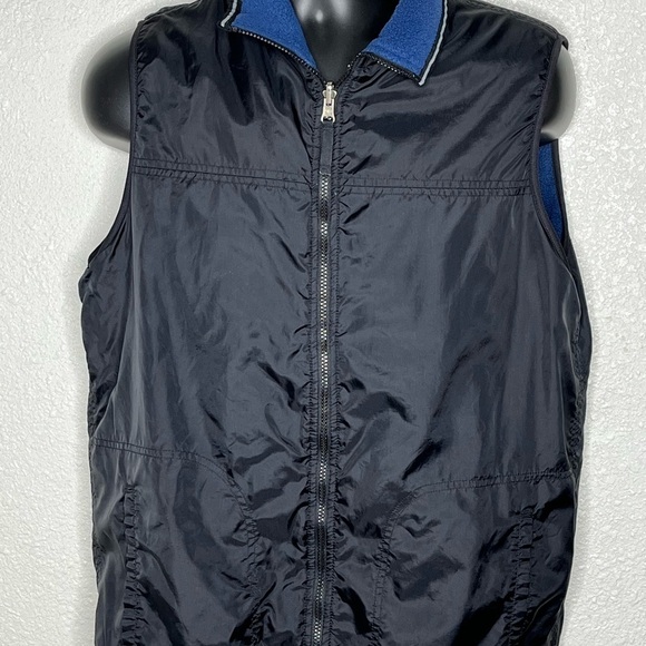 Basic Editions Reversible Blue Fleece /BlackVest Sz Med - Picture 3 of 11